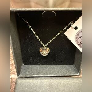 Swarovski Silver Heart Necklace with Crystal Accent